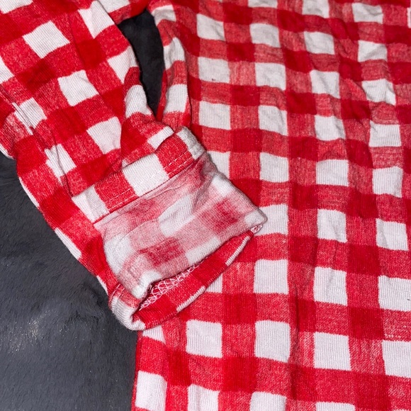 6m Gigi and Max Bamboo Red White Plaid Unisex Christmas Zipper Footie - Picture 5 of 11